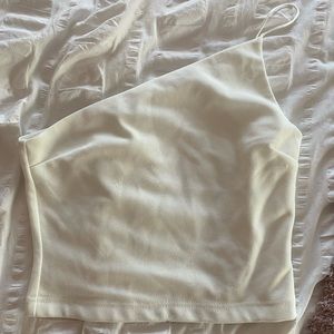 Tiger Mist One Shoulder White Cropped Tank